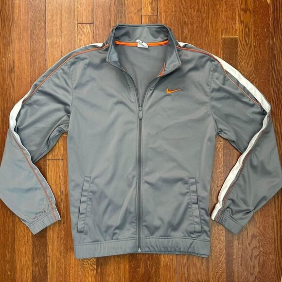 Nike Mens Jacket Gray Orange Full Zip Up Pockets Mock Neck Track Active … - Picture 9 of 9